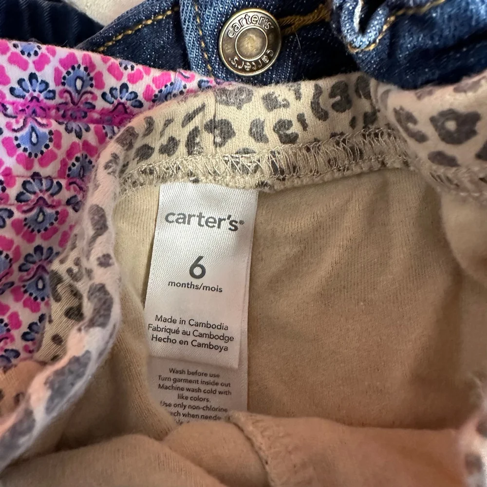 Lot of 5  Baby Girl Bottoms Bundle Casual Pants 6 Months Blue Beige Pink Jeans